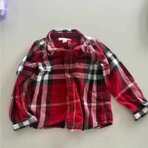 Burberry Red and Black Plaid Button-Down Shirt